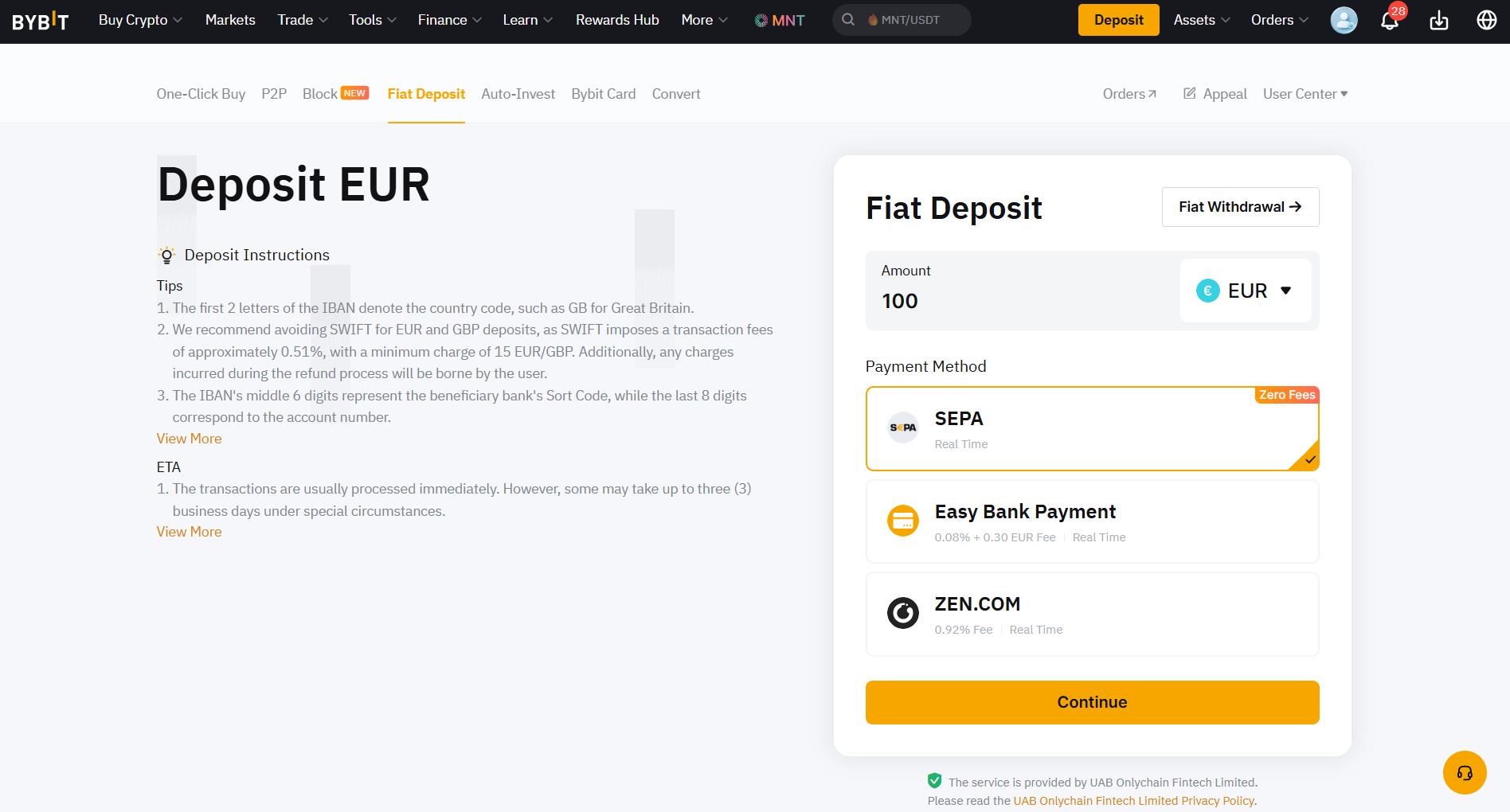 Bybit Fiat Deposit