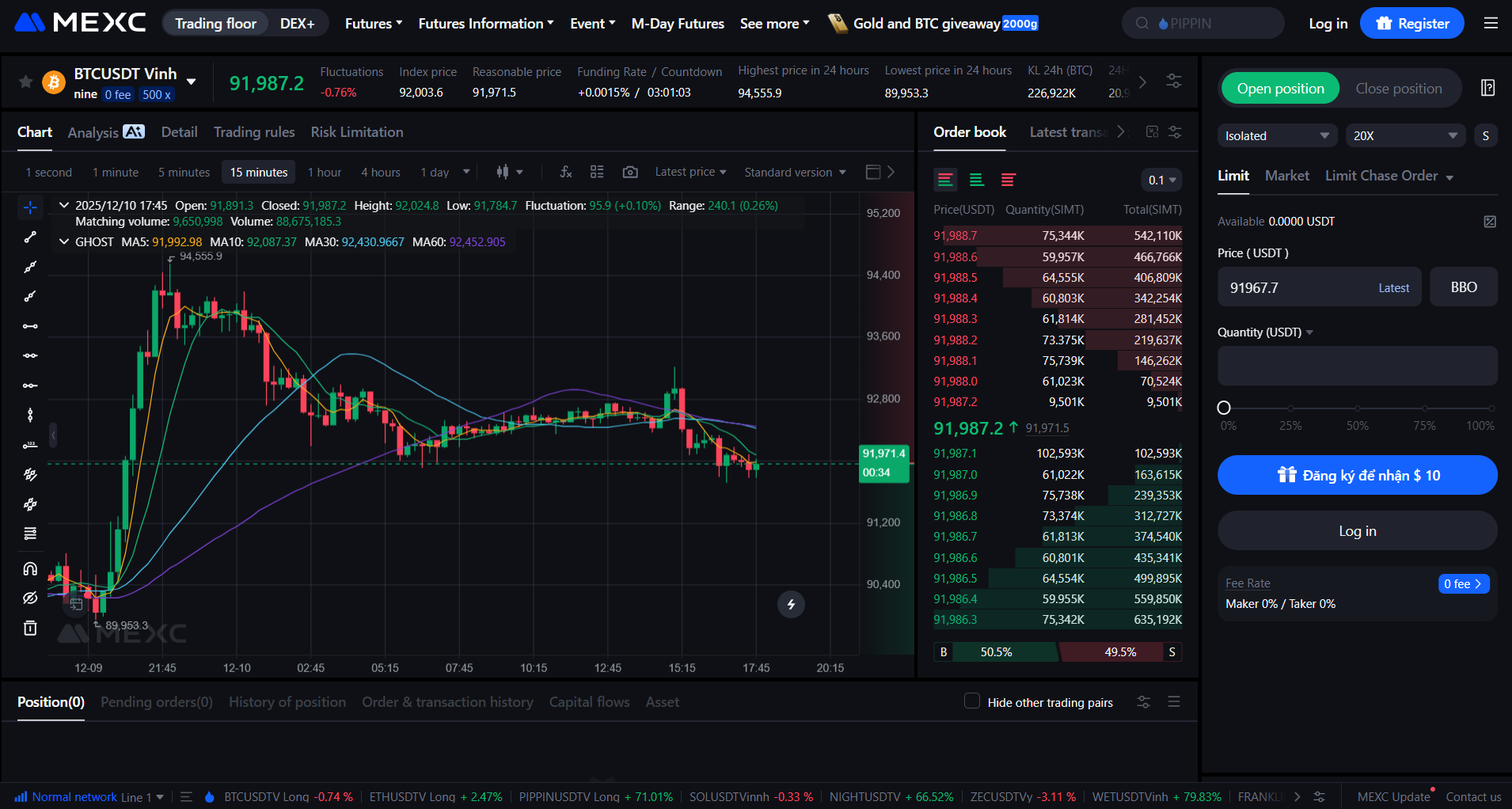 MEXC 100x leverage exchange