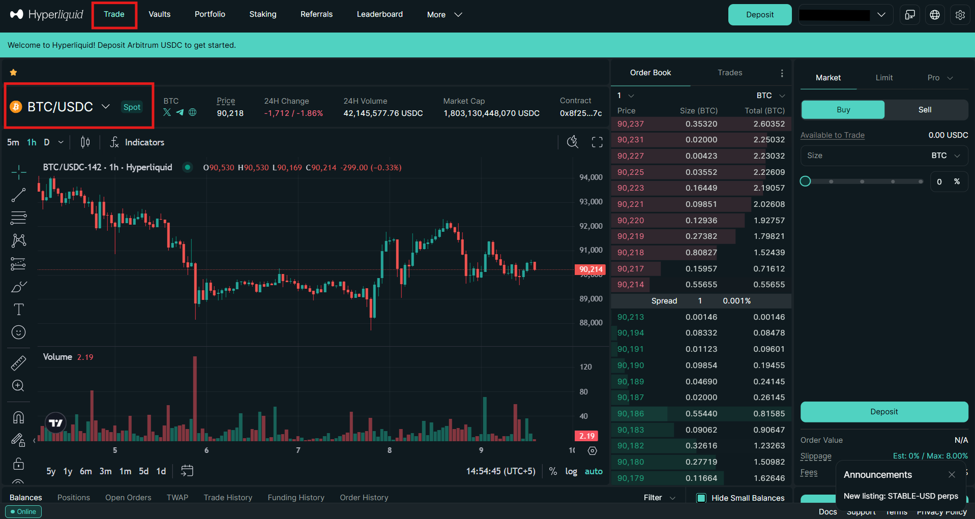 Hyperliquid spot trading