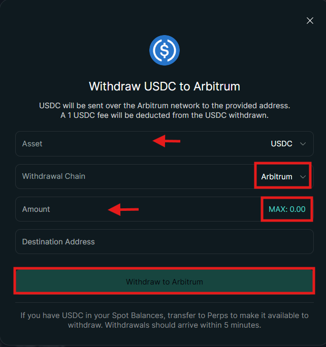 Hyperliquid Withdrawa USDC