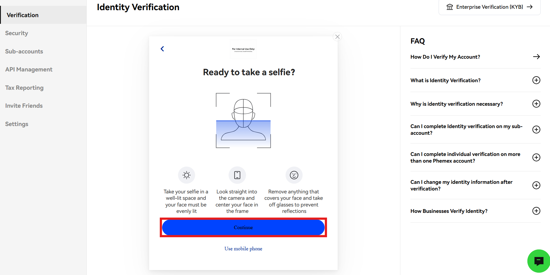 Phemex Take a Selfie