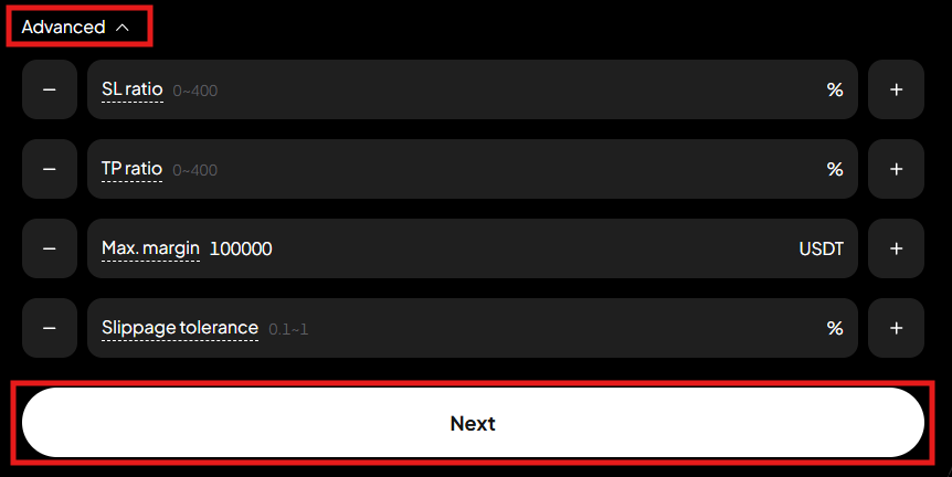 Optional advanced settings
