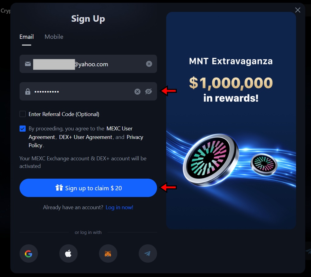 MEXC Exchange sign up
