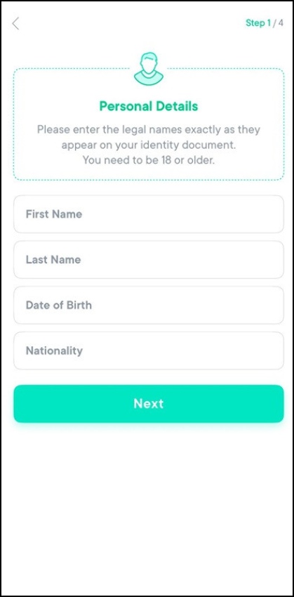 SwissBorg Provide personal details