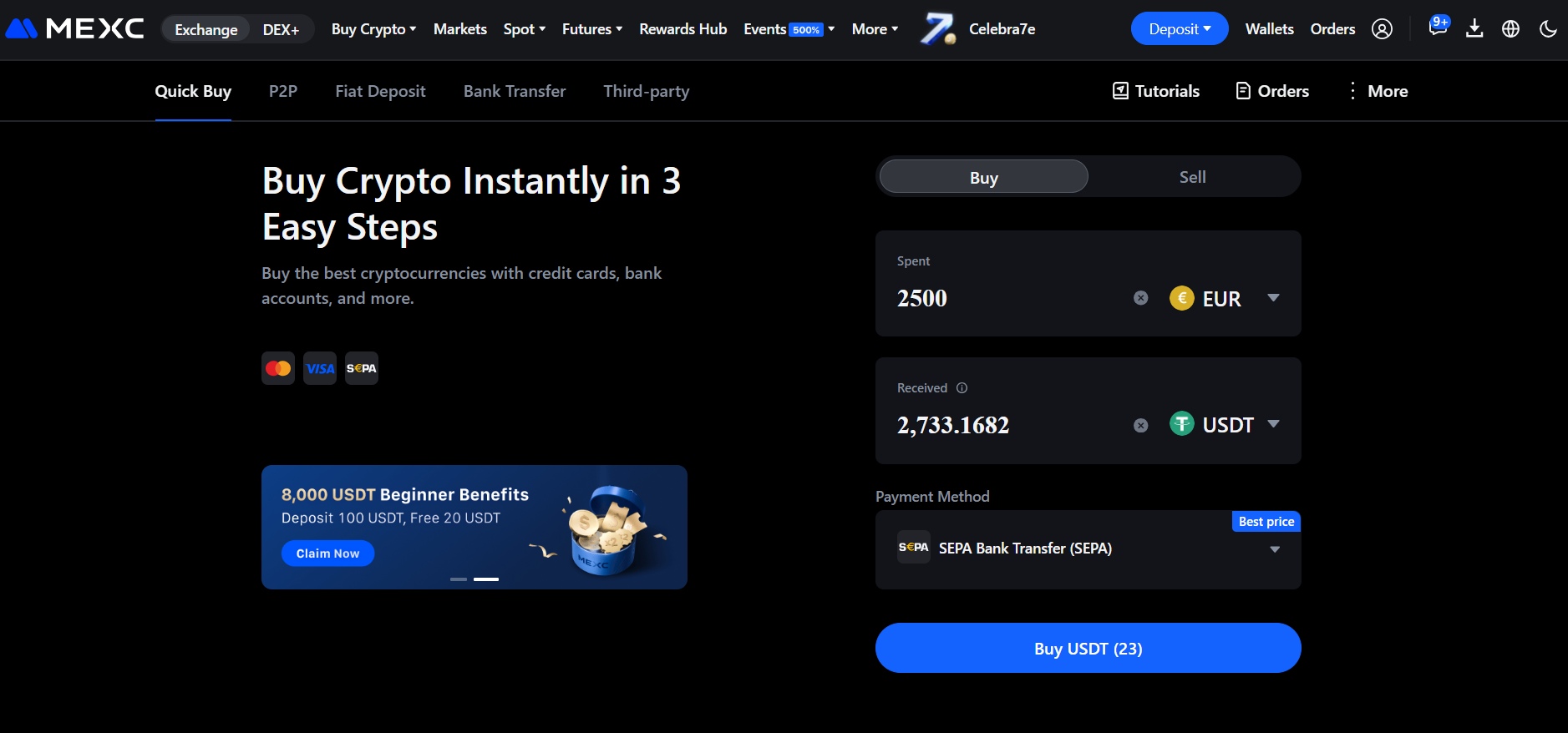 MEXC Buy crypto instantly