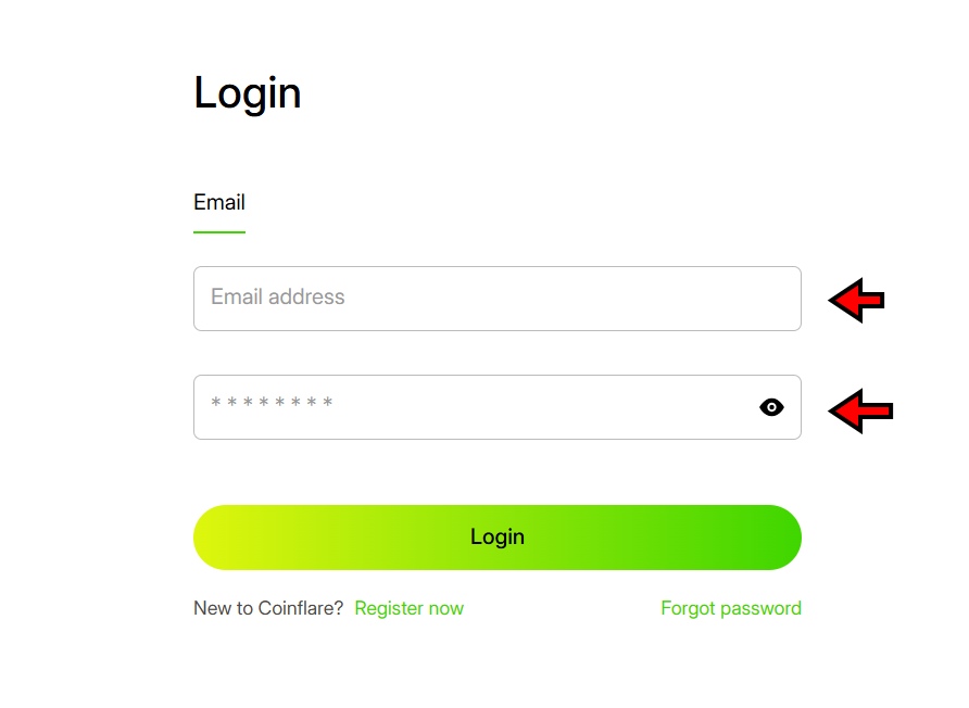 Coinflare login page