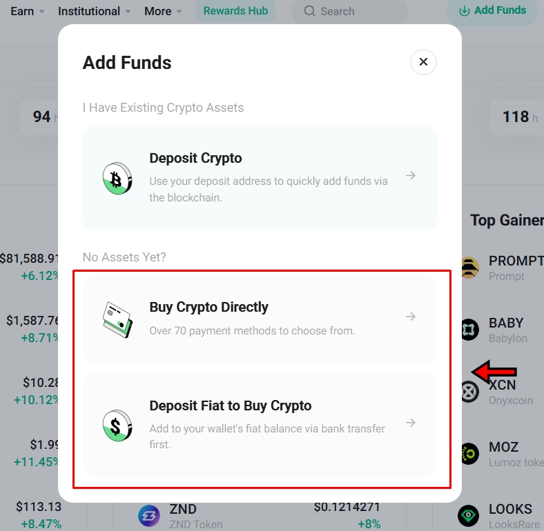 KuCoin Exchange Withdrawals page
