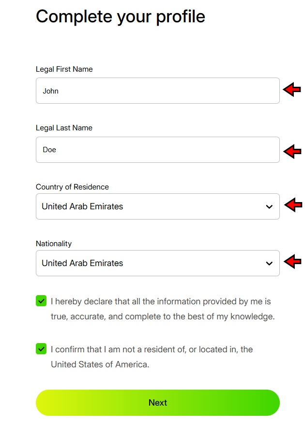 Coinflare Provide personal details