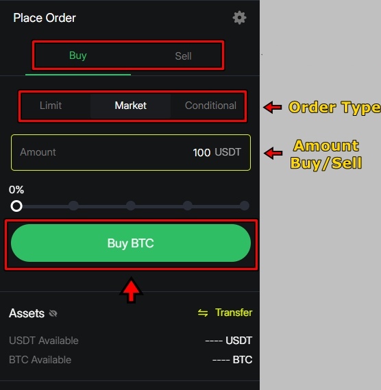 Coinflare Spot Trading Review: Buy/Sell section