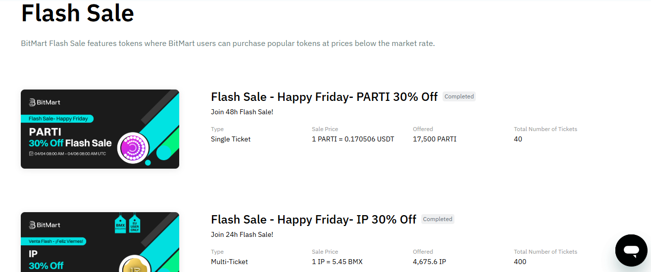 BitMart flash sale page