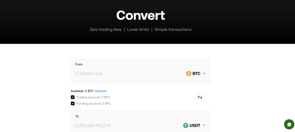 OKX Exchange convert page