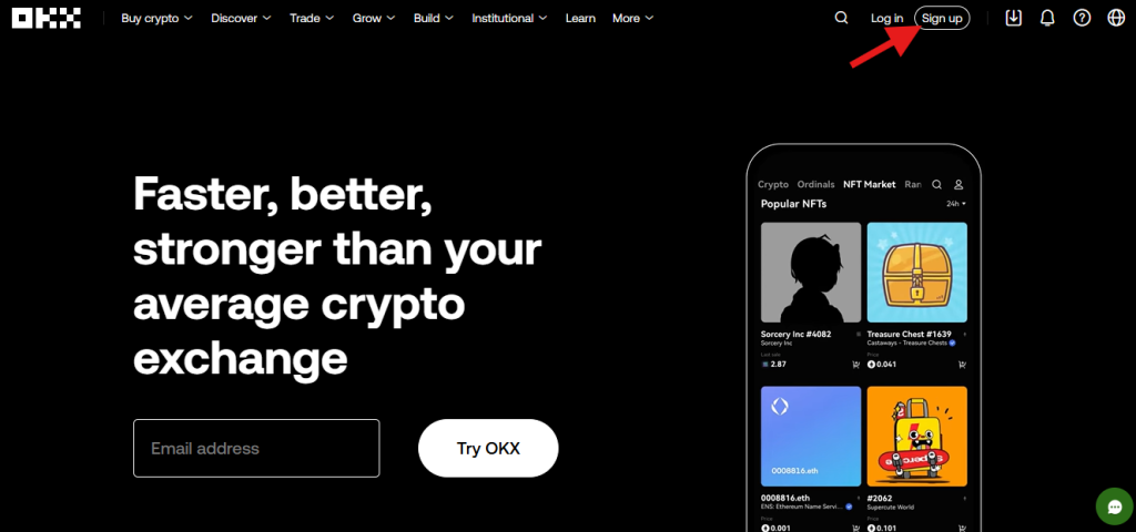 OKX Exchange homepage