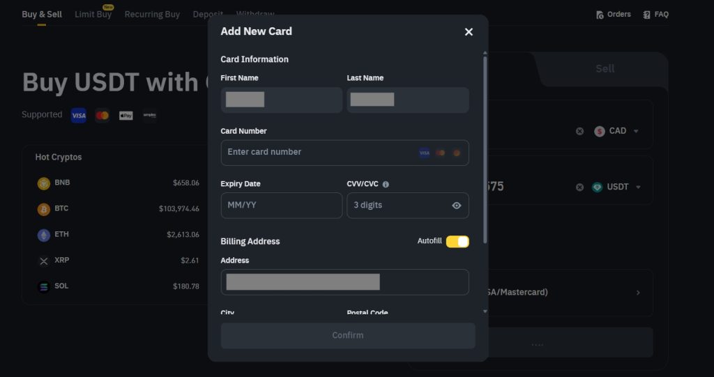 Add credit card details