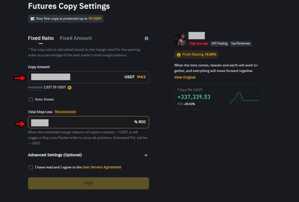 Choose your preferences and enter values