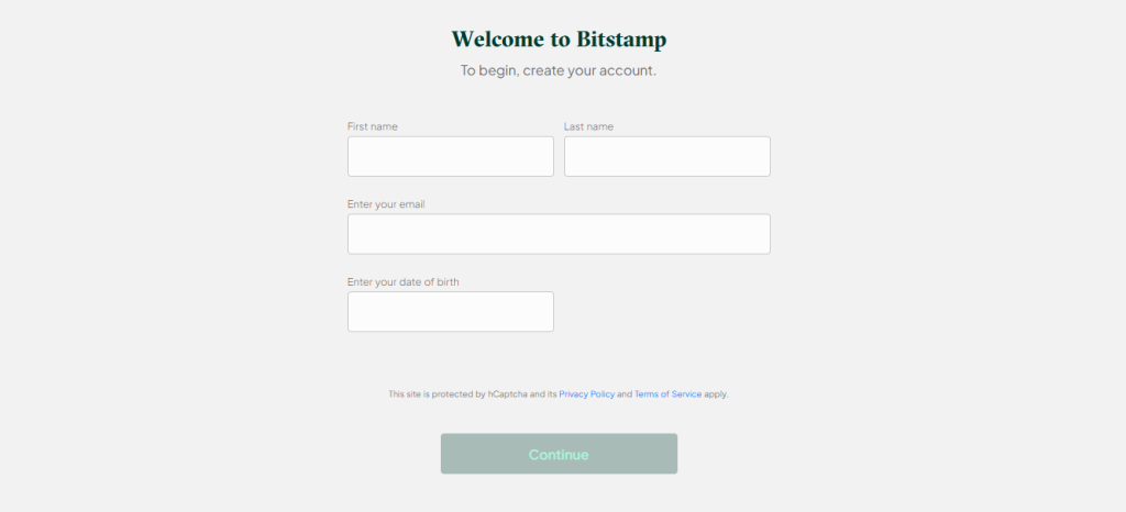Bitstamp sign-in page