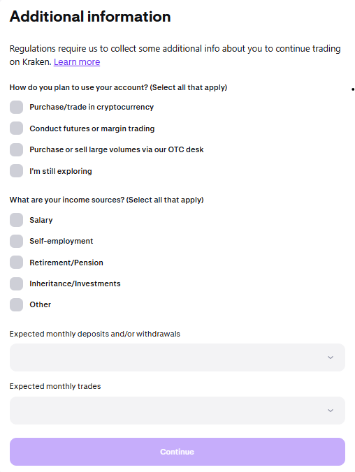 Kraken Review: KYC verification page