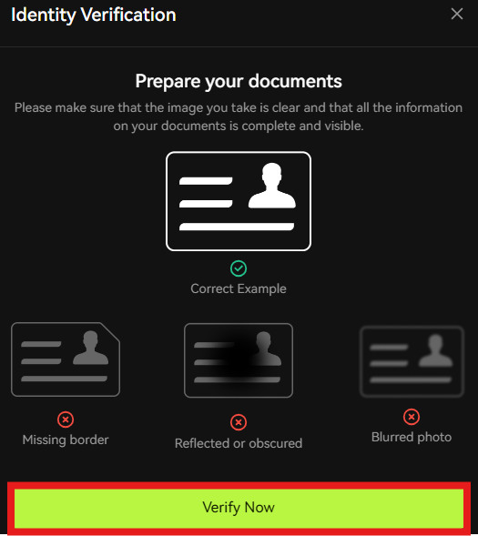 Bitunix basic KYC verification pop-up screen