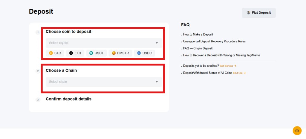 Bybit crypto deposit page