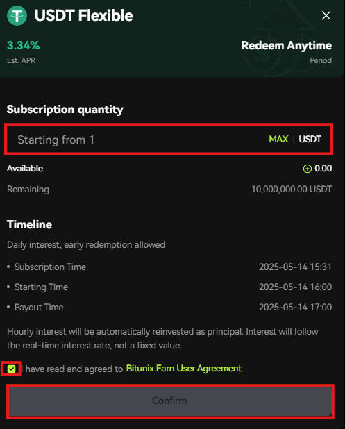Bitunix fixed/flexible term order window