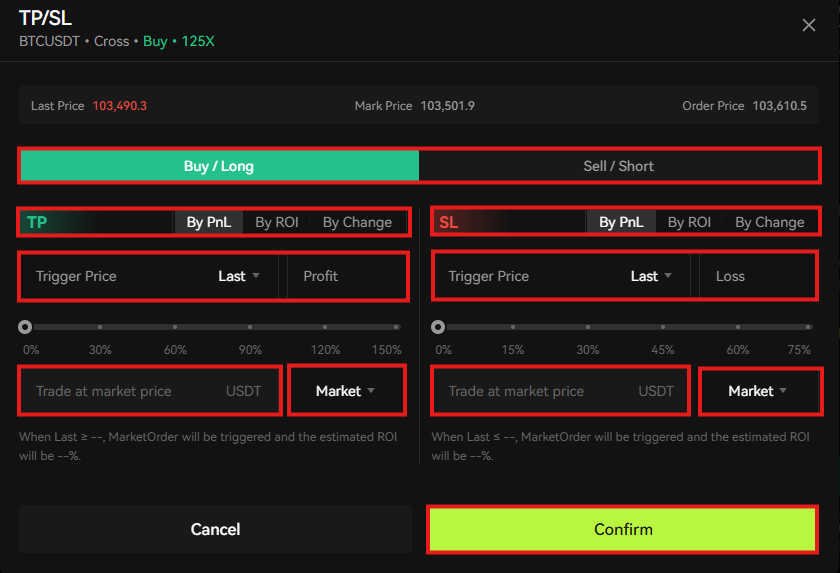 Bitunix Futures trading advanced TP/SL