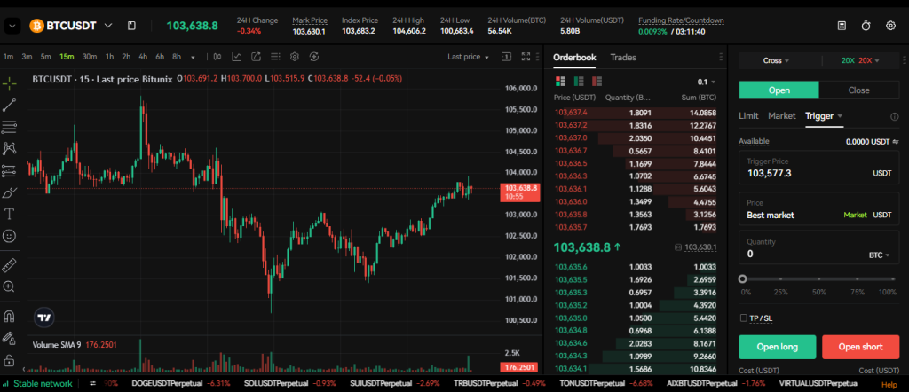 Bitunix Futures trading interface