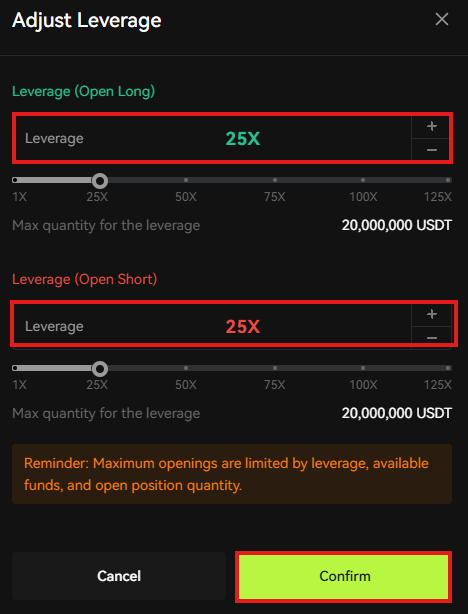 Bitunix Futures trading leverage window 