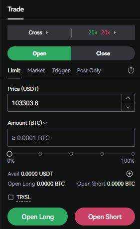 LBank Futures Trading Tutorial: Order Panel