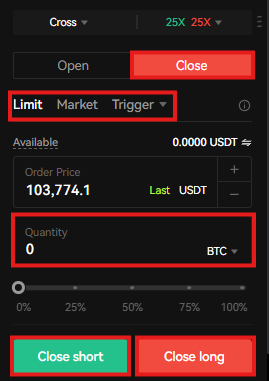 Bitunix Futures trading order panel