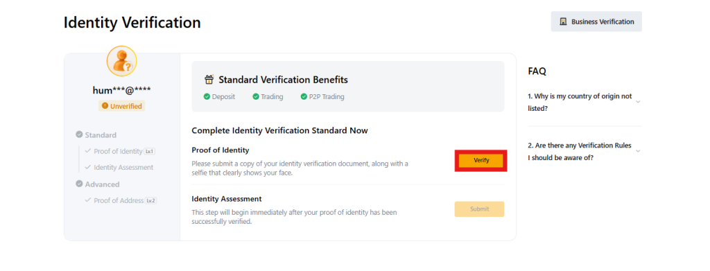 Bybit KYC identity verification page