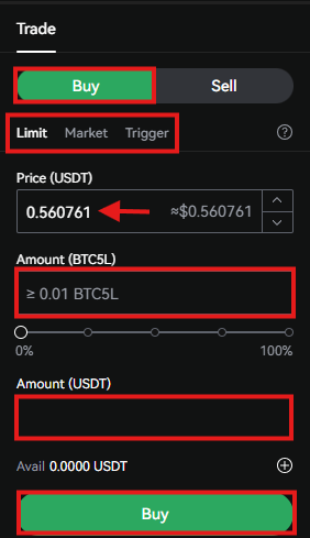 LBank Leveraged Tokens Trading Tutorial: Order Panel