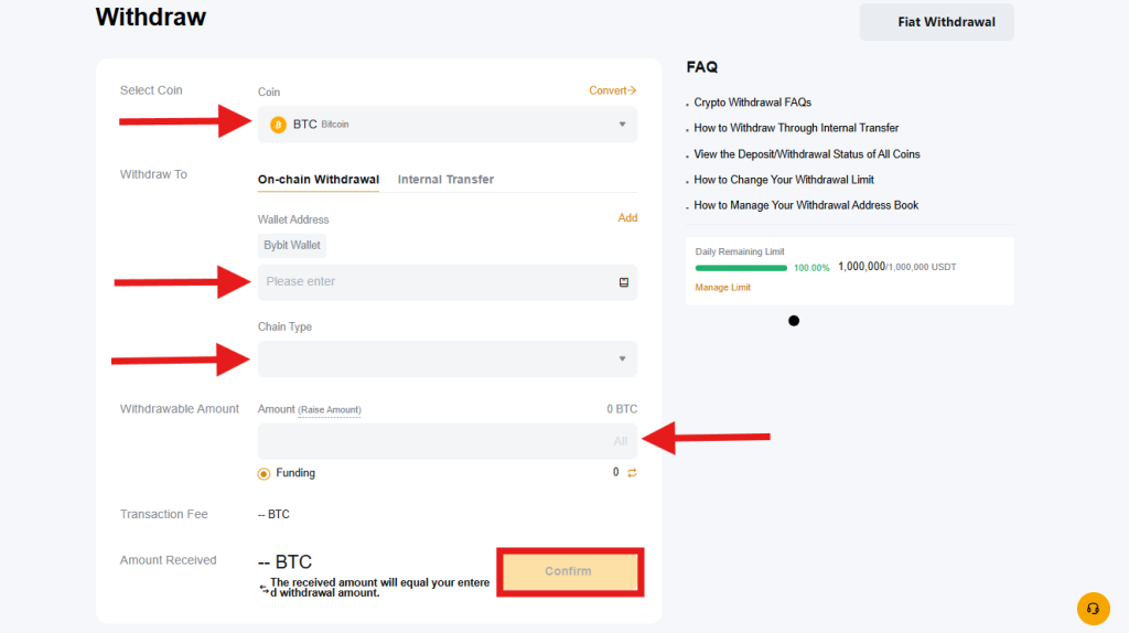 Bybit on-chain withdrawal