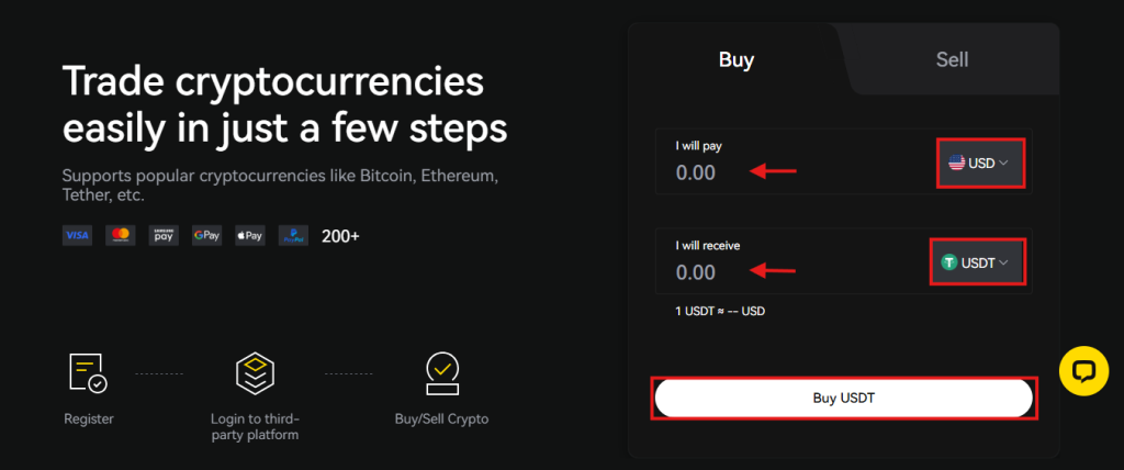 LBank One Click Buy Crypto Tutorial: Add the details and confirm