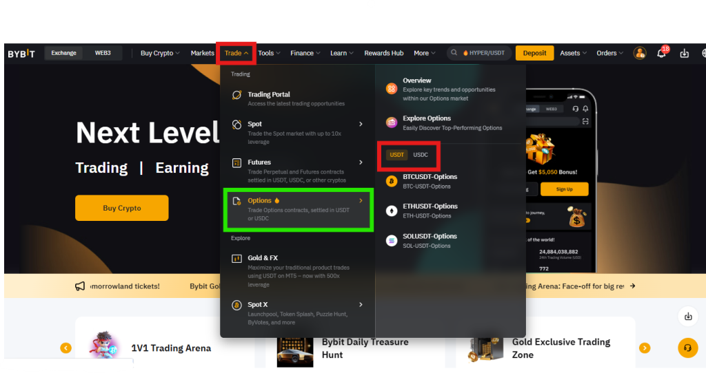Bybit Options trading