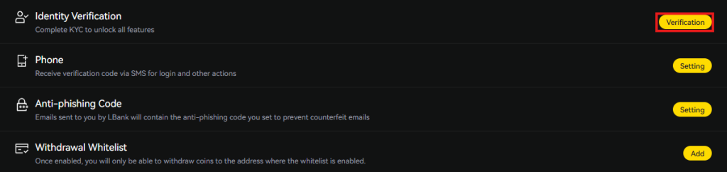 LBank KYC Tutorial: Identity Verification