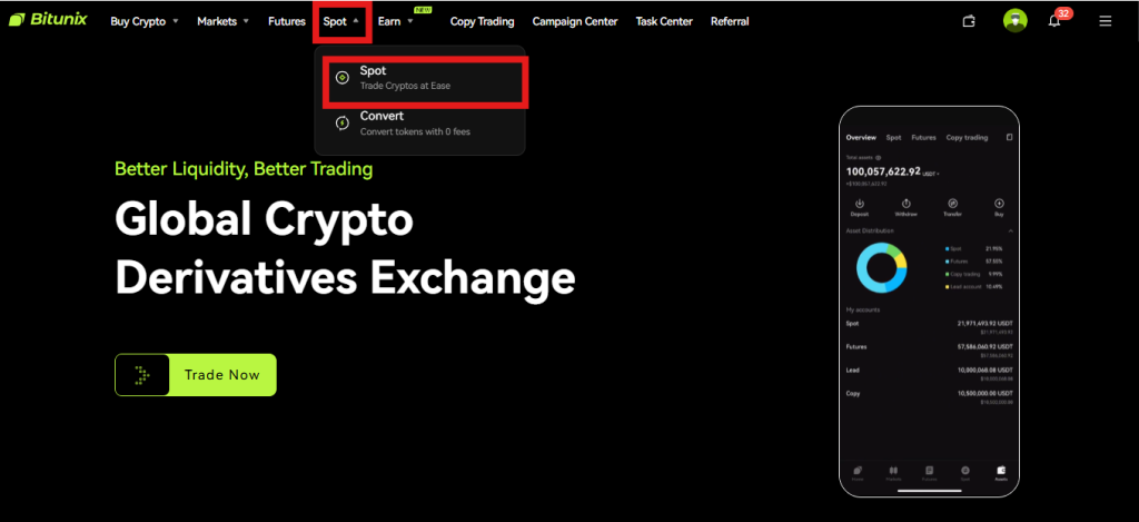 Bitunix Spot trading