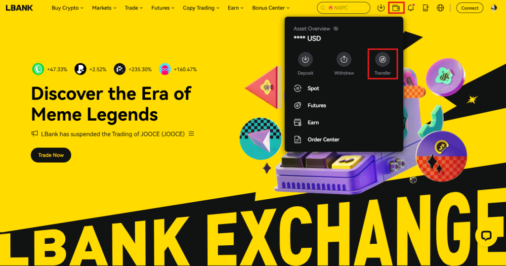 LBank Funds Transfer Tutorial