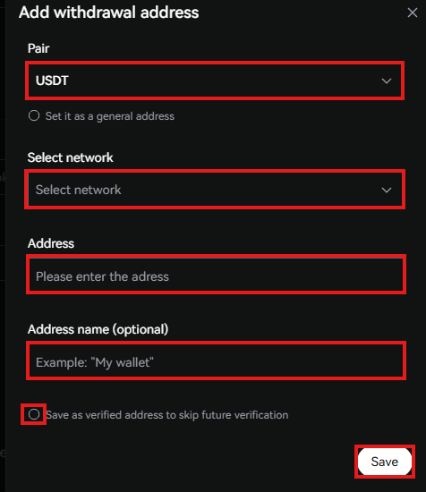 LBank Withdrawal Tutorial: Add Withdrawal Address