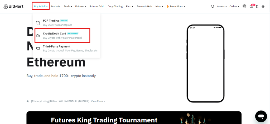 BitMart credit/debit card
