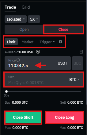 BitMart futures trading order panel