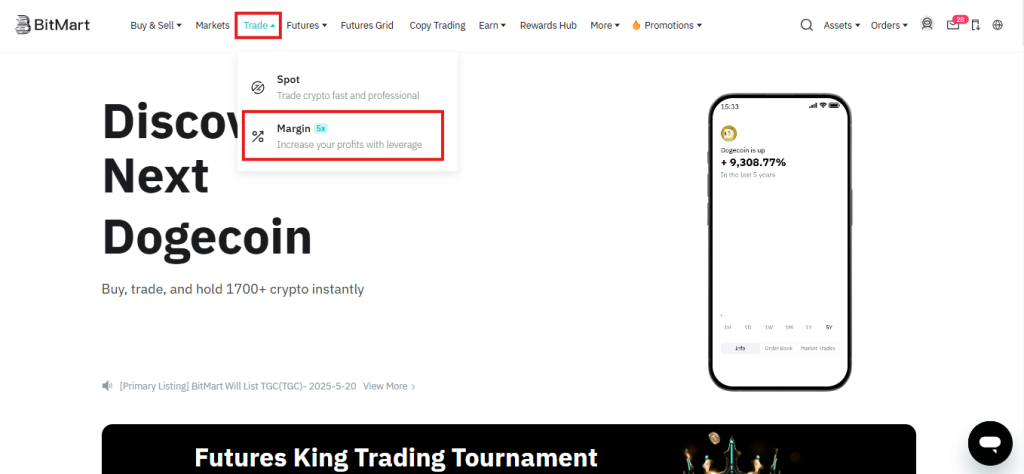 BitMart margin trading