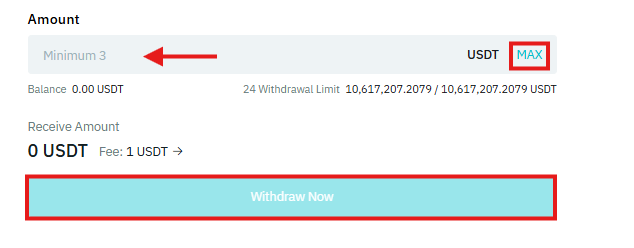 BitMart on-chain withdrawal page
