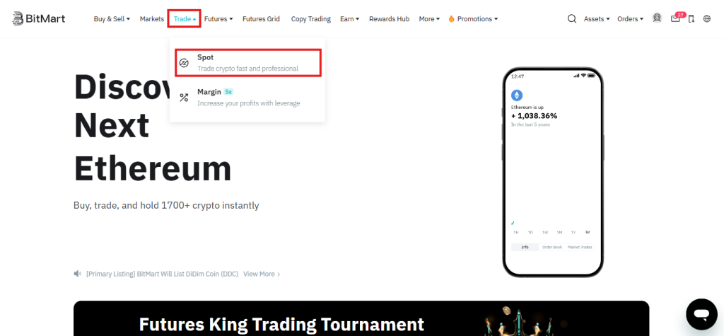 BitMart spot trading