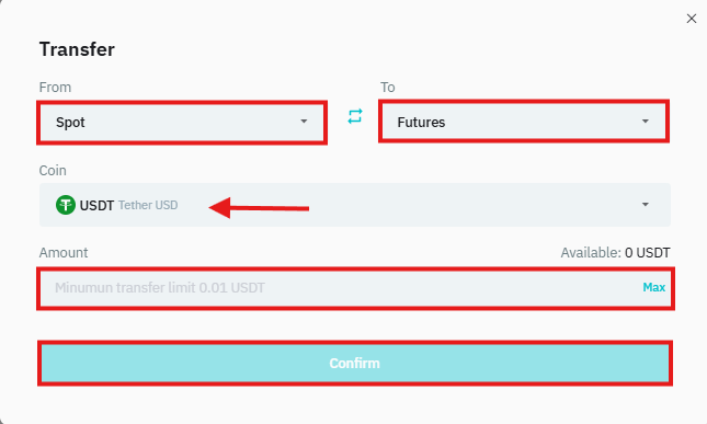 BitMart transfer pop-up window