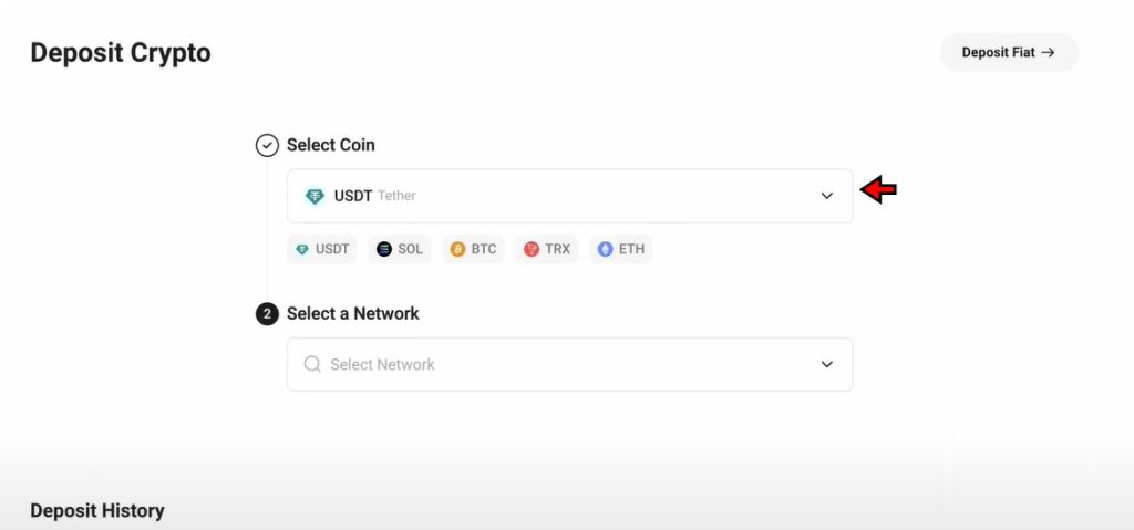 KuCoin Deposit Tutorial: Choose Crypto