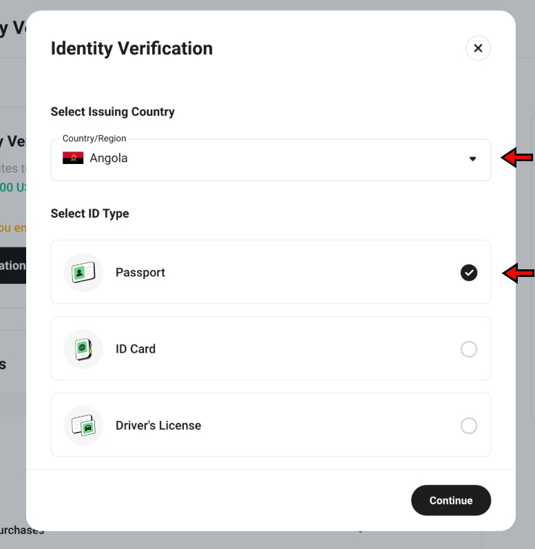 KuCoin KYC Tutorial: Choose country and ID type