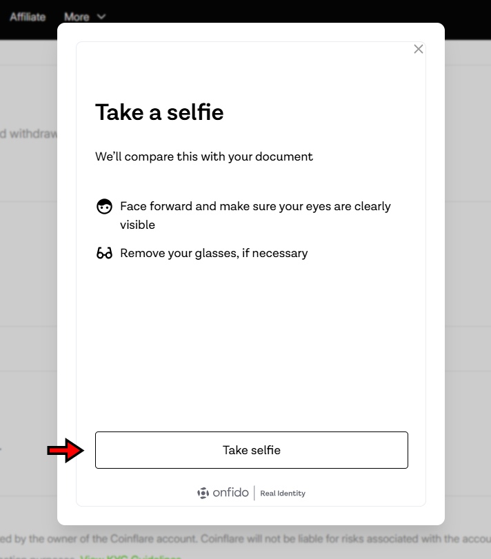 Coinflare KYC Tutorial: Facial Verification