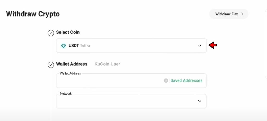 KuCoin Withdrawal Tutorial: Select crypto to withdraw