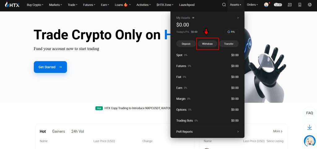 HTX Withdrawal Tutorial