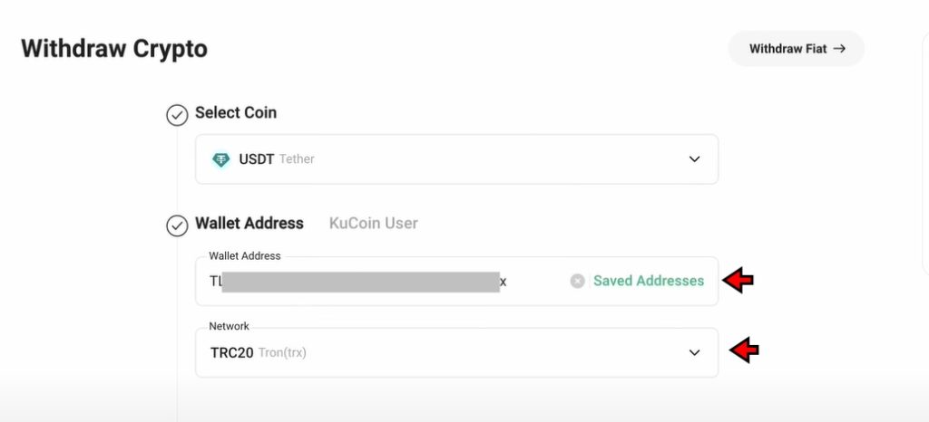 KuCoin Withdrawal Tutorial: Enter wallet address