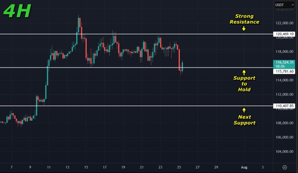 Bitcoin price prediction 25-July-2025: Next support to watch for Bitcoin